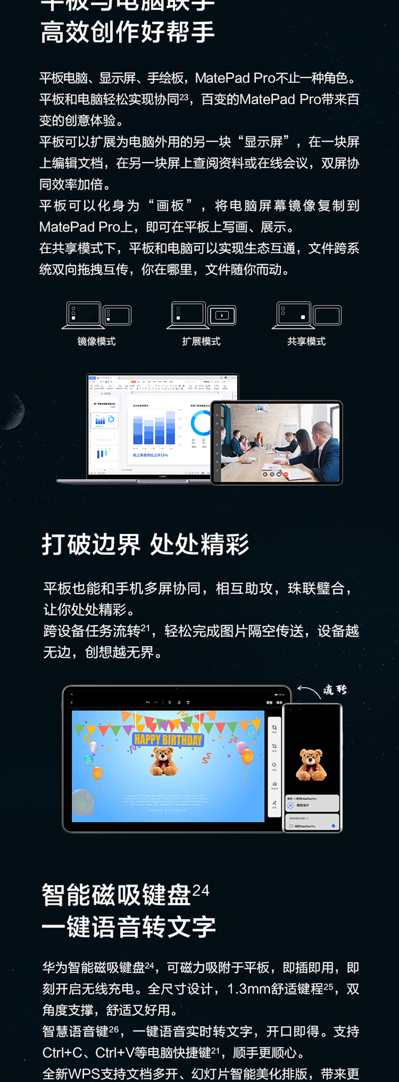 华为HUAWEI MatePad Pro 12.6英寸2021款鸿蒙HarmonyOS麒麟9000E OLED全面屏平板电脑 8+256GB WIFI曜石灰