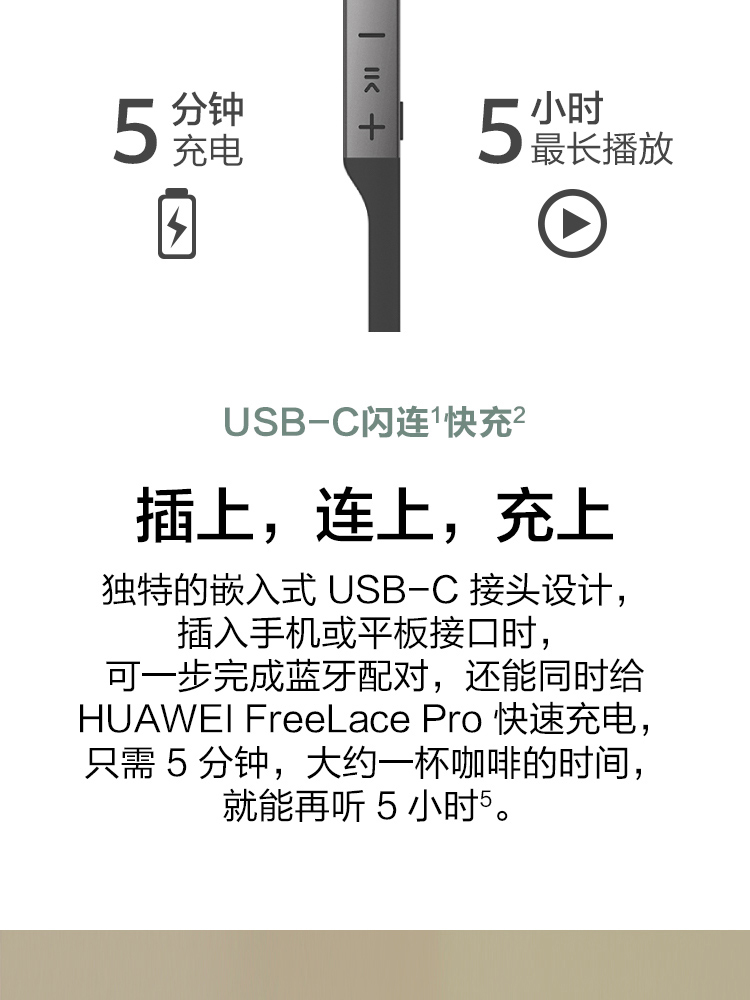 华为HUAWEI FreeLace Pro 无线耳机/蓝牙耳机/运动耳机/智慧闪连快充/双重降噪耳机