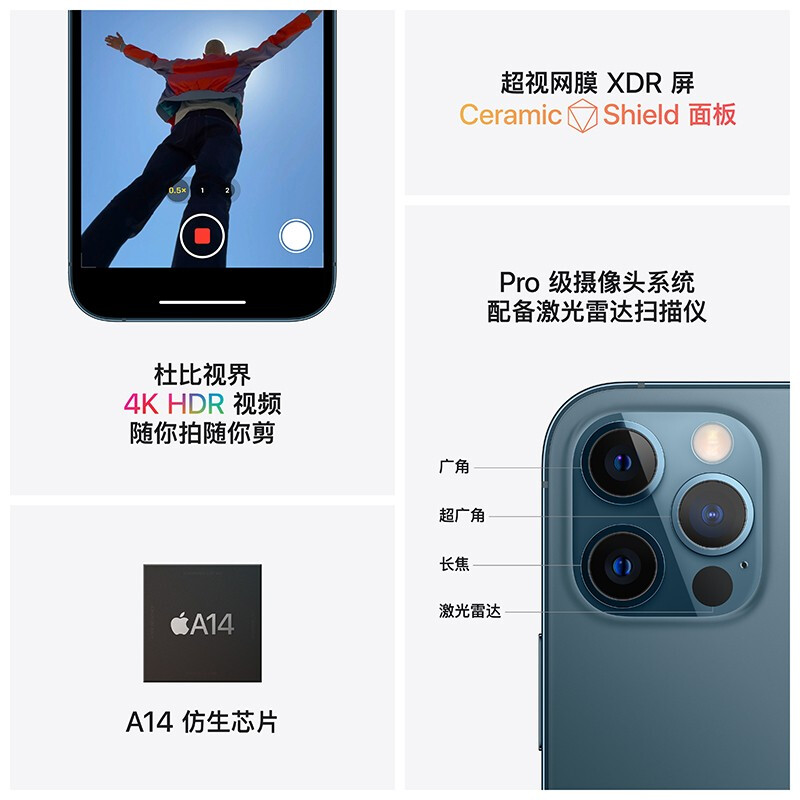 Apple iPhone 12 Pro (A2408) 256GB  支持移动联通电信5G 双卡双待手机