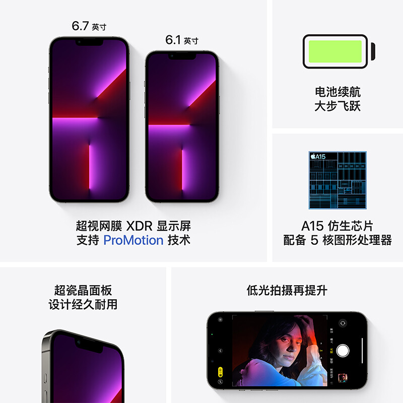 Apple iPhone 13 Pro Max (A2644) 128GB 支持移动联通电信5G 双卡双待手机
