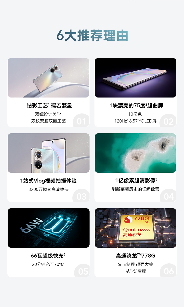 耀50 1亿像素超清影像 5G 6.57英寸超曲屏 66W超级快充 3200万像素 全网通版