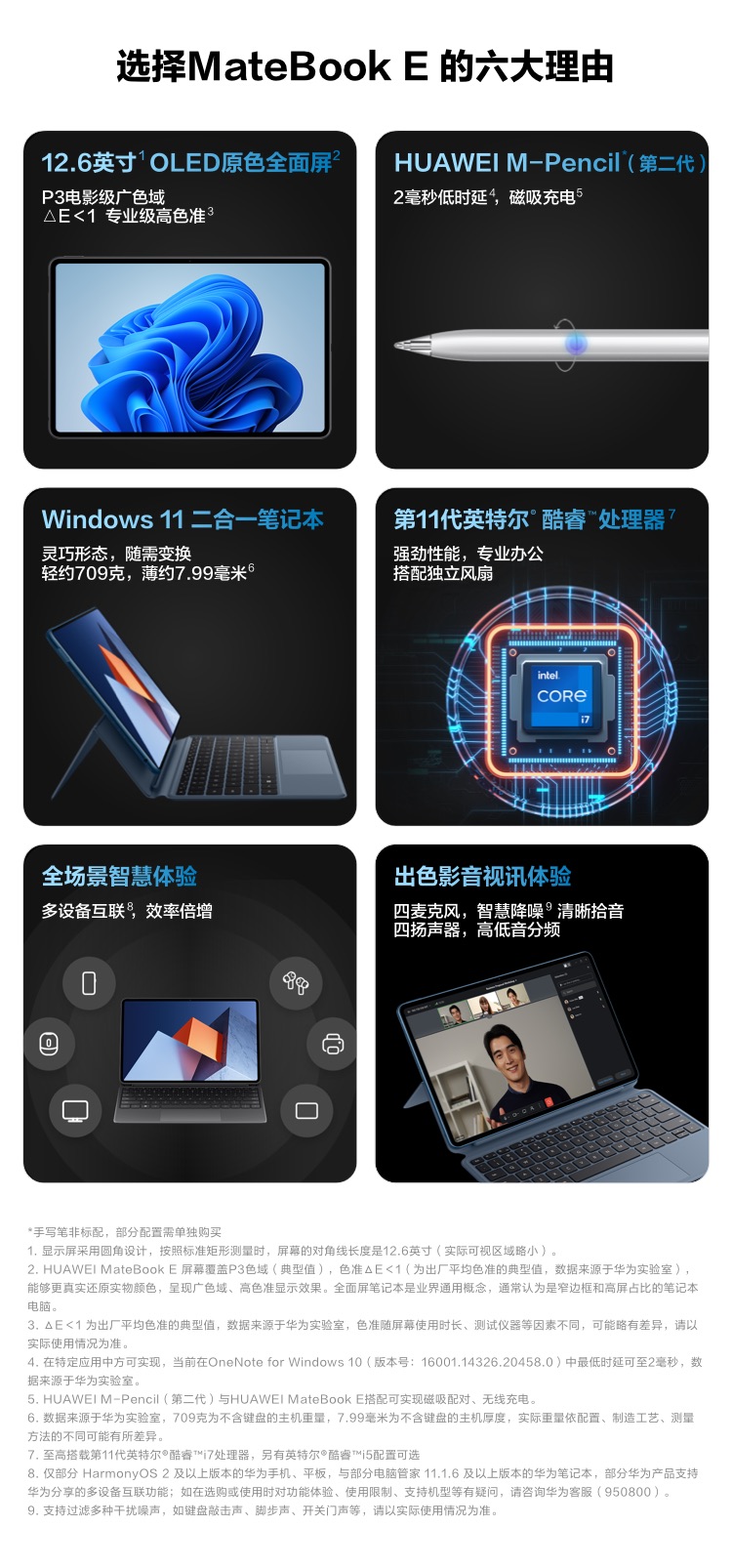 华为HUAWEI MateBook E 12.6英寸OLED全面屏二合一笔记本电脑 平板电脑 办公本11代酷睿i5 16+512GB WIFI