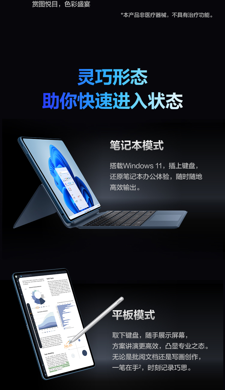 华为HUAWEI MateBook E 12.6英寸OLED全面屏二合一笔记本电脑 平板电脑 办公本11代酷睿i5 16+512GB WIFI